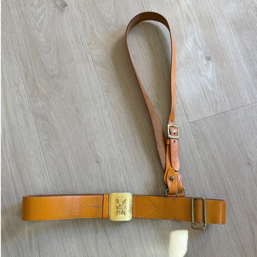 Vintage IOOF Patriarchs Militant Tan Leather Sword Belt Fraternal Ceremonial 37